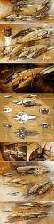 absurdres amarr_empire_(eve_online) battleship_(eve_online) beam_cannon brown_theme cannon reference_sheet combat_drone_(eve_online) commentary concept_art cruiser_(eve_online) drone emblem energy energy_beam energy_cannon english_text eve_online firing fleet flying frigate_(eve_online) glowing hangar highres laser laser_cannon long_image machinery military_vehicle monochrome multiple_views nexusdesigner no_humans original outdoors planet radio_antenna science_fiction space spacecraft starfighter tall_image thrusters turret vehicle_focus