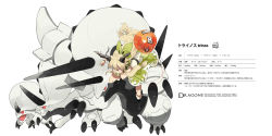 1girl blonde_hair bow brown_eyes chain character_name creatures_(company) crossover fakemon fang game_freak gourd hair_bow horns ibuki_suika long_hair nintendo original pokemon pokemon_(creature) siirakannu touhou