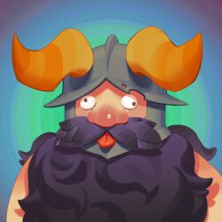 1boy :p absurdres alternate_horns artist_request beard dungeon_meshi dwarf facial_hair fake_horns helmet highres horned_helmet horns long_beard male_focus mustache senshi_(dungeon_meshi) solo thick_mustache tongue tongue_out upper_body very_long_beard