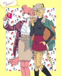 2girls aqua_eyes beastars boots brown_eyes cheetah furry juno_(beastars) multiple_girls shira_(beastars) tkk_1106 wolf