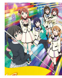 6+girls artbook asaka_karin black_hair black_pantyhose black_socks blazer blue_bow blue_eyes blunt_bangs bow bowtie braid braided_bun brown_hair emma_verde gradient_hair green_eyes green_hair hair_between_eyes hair_bow hair_bun hair_ornament half_updo highres jacket konoe_kanata long_hair looking_at_viewer love_live! love_live!_nijigasaki_high_school_idol_club medium_hair multicolored_hair multiple_girls nijigasaki_school_uniform non-web_source official_art one_eye_closed open_mouth osaka_shizuku pantyhose pink_hair purple_eyes purple_hair school_uniform short_hair single_side_bun skirt smile socks stage takasaki_yu twin_braids twintails two-tone_hair uehara_ayumu white_jacket white_skirt winter_uniform yellow_eyes yokota_takumi