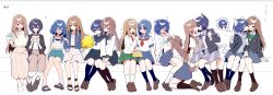 6+girls absurdres animal_ears annotated aoi_satou asahi_sato bento between_legs black_jacket black_skirt black_socks blue_bra blue_eyes blue_hair blue_jacket blue_shorts blush bra braid brown_hair brown_shoes camisole cat_ears chinese_commentary closed_eyes closed_mouth commentary_request crescent_moon crossover dog_ears dog_girl dog_tail donut dress feeding food grey_hoodie grey_shoes grey_skirt grey_sweater_vest hairband half_up_braid hickey highres holding holding_food holding_hands holding_pom_poms hood hoodie jacket jewelry kaketa_tsuki_to_donattsu kemonomimi_mode kiss kissing_cheek kissing_stomach kneehighs locked_arms long_hair long_sleeves look-alike misakino_kukuru miyagi_shiori miyazawa_fuuka moon multiple_crossover multiple_girls na_nare_hana_nare naoi_(zenbu_kowashite_jigoku_de_aishite) natsume_ichika neckerchief necklace necktie ninja_to_koroshiya_no_futarigurashi obunai_suzuha one_eye_closed open_clothes open_mouth open_shirt osananajimi_wa_nyaa_to_naite_skirt_no_naka pleated_skirt pom_pom_(cheerleading) pom_poms purple_hair purple_necktie purple_skirt red_neckerchief saihara_maki sandals school_uniform sendai_hazuki serafuku shiroi_suna_no_aquatope shirt shoes short_hair short_hair_with_long_locks short_sleeves shorts shuuniichido_classmate_wo_kau_hanashi simple_background sitting sitting_on_lap sitting_on_person skirt smile socks sweater_vest tail tanizaki_shion underwear uno_hinako watch white_background white_camisole white_dress white_hairband white_shirt white_shoes white_socks wristwatch yoshida_aoko yoshizawa_kurumi yuri zenbu_kowashite_jigoku_de_aishite zhanzhangzlw