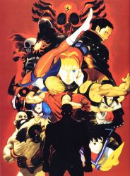 Rule 34 | 4girls, 6+boys, ace (arika), area (arika), arika, armband, beard, black hair, blonde hair, blue eyes, blue sailor collar, capcom, chest hair, chun-li, darun mister, dougi, facial hair, garuda (arika), glasses, gloves, glowing, glowing eyes, guile, highres, hokuto (arika), kasugano sakura, ken masters, mohawk, multiple boys, multiple girls, muscular, mustache, official art, pantyhose, red eyes, ryu (street fighter), sailor collar, scarf, school uniform, shadow geist, short hair, silhouette, skull, skullomania, street fighter, street fighter ex (series), zangief