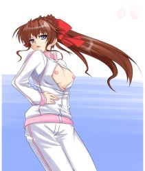 1girl breast_slip breasts breasts_out nipples tagme thunder_ryuko track_suit tsundere wrestle_angels wrestle_angels_survivor wrestler