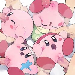 4girls absurdres animal_sexualization bestiality cleft_of_venus closed_eyes fellatio highres interspecies kirby kirby_(series) multiple_boys multiple_girls nintendo open_mouth oral penis precum pussy uncensored vaginal youjo_modoki