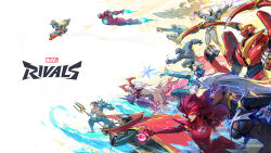 5girls 6+boys absurdres arc_reactor armor artist_request avengers_(series) black_panther_(marvel) cape captain_america_(series) casting_spell cryokinesis dark-skinned_female dark-skinned_male dark_skin darkchylde deadpool_(series) demon_girl demon_horns doctor_strange guardians_of_the_galaxy gun highres holding holding_gun holding_sword holding_polearm holding_weapon horns iron_man iron_man_(series) long_hair luna_snow magik_(x-men) magnetism magneto marvel marvel_cinematic_universe marvel_rivals mecha multicolored_armor multiple_boys multiple_girls namor official_art peni_parker polearm power_armor red_hair robot rocket_raccoon scarlet_witch sp//dr spider-man_(series) spider-verse spider-verse_(comics) star-lord storm_(x-men) superhero_costume sword trident weapon white_hair x-men
