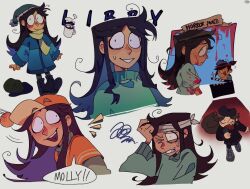 2girls brown_eyes brown_hair closed_mouth dori10961789 grin libby_stein-torres long_hair looking_at_viewer molly_mcgee multicolored_hair multiple_girls open_mouth shirt short_hair smile streaked_hair sweater the_ghost_and_molly_mcgee toon_(style) very_long_hair