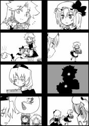 4koma 5girls baby bandaid bird chibi comic female_focus flandre_scarlet greyscale hong_meiling izayoi_sakuya monochrome multiple_4koma multiple_girls pelican pregnant remilia_scarlet seki_(red_shine) siblings side_ponytail silent_comic sisters speech_bubble touhou wide-eyed wings yagokoro_eirin