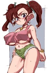 Rule 34 | 1girl, bakusou kyoudai let&#039;s &amp; go!!, blue eyes, breasts, kin-san (sasuraiga), large breasts, oogami marina, simple background, solo, white background