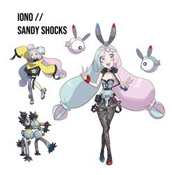 1girl absurdres alternate_costume highres iono_(pokemon) long_hair low-tied_long_hair nintendo pokemon pokemon_sv rhymewithray sandy_shocks