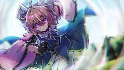 1girl afterimage ahoge black_gloves blurry blurry_background brown_hair detached_sleeves ear_covers genderswap genderswap_(mtf) gloves hair_intakes highres long_sleeves looking_ahead meisho_tabaru_(racehorse) multicolored_hair original personification pink_hair ruisuke running solo streaked_hair umamusume white_hair wide_sleeves
