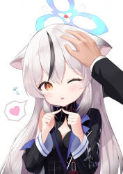 animal_ears black_dress breasts cat_ears cat_girl child dress heart highres pet small_breasts white_hair