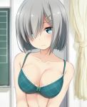 1girl animated bow bow_bra bra cursor female_focus hair_over_one_eye hamakaze_(kancolle) head_tilt kantai_collection nagami_yuu plaid_bra plaid_clothes silver_hair solo tagme underwear underwear_only video