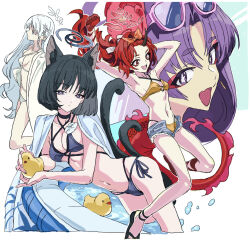 4girls bikini black_hair blue_archive breasts halo highres kikyou_(blue_archive) kikyou_(swimsuit)_(blue_archive) multiple_girls nagusa_(blue_archive) nagusa_(swimsuit)_(blue_archive) navel nobita_(makoto7060355) official_alternate_costume purple_hair red_hair renge_(blue_archive) renge_(swimsuit)_(blue_archive) swimsuit white_hair yukari_(blue_archive) yukari_(swimsuit)_(blue_archive)