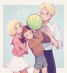 aged_down amuro_ray artesia_som_deikun bad_id bad_twitter_id brother_and_sister casval_rem_deikun char_aznable collared_shirt gundam mobile_suit_gundam mobile_suit_gundam_the_origin sayla_mass shirt siblings simple_background skvnmn0_(artist)