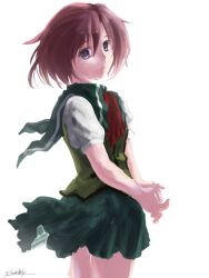 1girl capelet green_capelet highres himono_(twin_mentality) looking_at_viewer necktie otonashi_ayana red_necktie school_uniform short_hair skirt smile solo tsui_no_sora