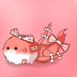 &gt;:3 :3 bow fujiwara_no_mokou no_humans noiz ribbon solid_circle_eyes sukusuku_hakutaku tail touhou v-shaped_eyebrows