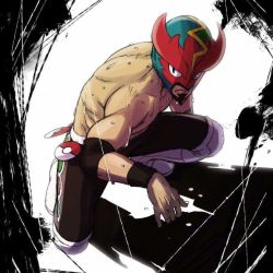 1boy artist_request beard black_hair facial_hair goatee male_focus mask masked_royal muscular nintendo pokemon pokemon_sm solo source_request tagme wrestler
