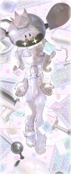 2girls absurdres agent_8_(splatoon) bodysuit boots choker clenched_teeth commentary crown drone english_commentary full_body grey_choker grey_hair highres long_hair luna_blaster_(splatoon) miyana_(leftmnkr) multicolored_eyes multiple_girls nintendo non-humanoid_robot octoling octoling_girl octoling_player_character order_charger_(splatoon) order_shot_(splatoon) pearl_(splatoon) pearl_drone_(splatoon) rainbow_eyes robot sleeveless sleeveless_bodysuit slosher_(splatoon) socks splatoon_(series) splatoon_3 splatoon_3:_side_order star-shaped_pupils star_(symbol) symbol-shaped_pupils teeth tentacle_hair white_bodysuit white_footwear white_socks
