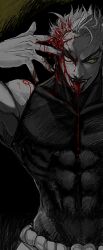 Rule 34 | 1boy, bleeding, blood, blood on face, dio brando, fangs, fingernails, jojo no kimyou na bouken, male focus, merumeru626, self-harm, sharp fingernails, sleeveless, sleeveless turtleneck, solo, stardust crusaders, tongue, tongue out, turtleneck, vampire, yellow eyes