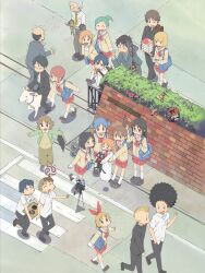 Rule 34 | absurdres, afro, aioi yuuko, akabeko, annaka haruna, ball, black hair, blonde hair, blue bag, blue hair, board game, bow, brick wall, brown hair, camera, collared shirt, contrast collar, cover, crosswalk, cube hair ornament, daiku kenzaburou, daruma doll, dvd cover, fecchan, fence, folder, formal clothes, goat, green hair, grey pants, hair ornament, highres, holding, kokeshi, loafers, minakami mai, mohawk, naganohara mio, nakamura kana, nakanojou tsuyoshi, neckerchief, necktie, nichijou, nishiya futoshi, official art, ogi (nichijou), outdoors, pants, plaid clothes, plaid skirt, pleated skirt, ponytail, principal (nichijou), professor shinonome, reading, red bow, red hair, rounded collar, sailor collar, sakamoto (nichijou), sakurai izumi, sakurai makoto (nichijou), salmon, sandals, sasahara koujirou, school gateway, school uniform, sekiguchi yuria, shinonome nano, shirt, shoes, shogi, skirt, soccer ball, socks, straw doll, suit, tachibana misato, takasaki manabu, tanaka (nichijou), tokisadame school uniform, twintails, vice principal (nichijou), weboshii, white sailor collar, white socks