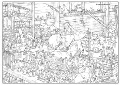 Rule 34 | 6+boys, anano tsumuri, apple, artificial wings, artist name, book, bookshelf, bread, chair, cleaning, cleaning windows, clone, closed eyes, closed mouth, commentary request, eyepatch, flying, foil (fencing), food, fruit, greyscale, highres, holding, key, kneeling, loaf of bread, male focus, mini person, monochrome, mouse (animal), multiple boys, nail (hardware), one eye covered, open book, original, parchment, pile of books, quill, shovel, sitting, sleeping, sleeping upright, standing, watermark, window, writing