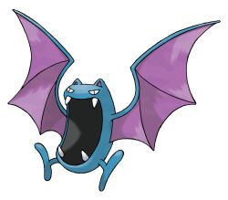 animal_focus bat_(animal) fangs full_body gen_1_pokemon golbat highres nintendo no_humans official_art open_mouth pokemon pokemon_(creature) pokemon_focus pokemon_frlg solo sugimori_ken third-party_source transparent_background
