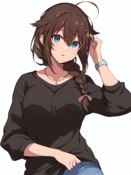 Rule 34 | 1girl, brown hair, highres, ichinose shiki, idolmaster, idolmaster cinderella girls, pants, tagme, watch, yuekuratsu