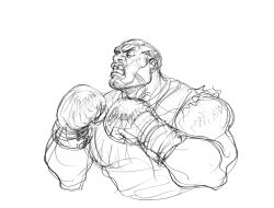 Rule 34 | 1boy, angry, balrog (street fighter), boxing gloves, clenched teeth, game cg, gloves, greyscale, highres, male focus, missing tooth, monochrome, muscular, muscular male, nishimura kinu, non-web source, official art, solo, street fighter, street fighter ii (series), tank top, teeth, torn clothes, torn sleeves, upturned eyes