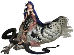 1girl absurdres blue_eyes centauroid chimera claws highres long_hair looking_at_viewer monster_girl nautika_(reverse:1999) official_art pink_hair reverse:1999 rope simple_background solo tachi-e taur third-party_source very_long_hair white_background