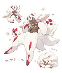 Rule 34 | !, 1girl, brown eyes, claws, dark-skinned male, dark skin, extra arms, faputa, fewer digits, flower, full body, highres, made in abyss, multiple views, navel, open mouth, simple background, teeth, upper teeth only, white background, white flower, white fur, white hair, zoo (oukakumaku), zzz