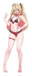 1girl blonde_hair breasts chromashift elf female_focus gyaru gyaru_v hag long_hair lp_(lp0000_k) multicolored_hair necromancer pointy_ears red_eyes red_hair ruby_runeheart small_breasts solo solo_focus swimsuit two-tone_hair v virtual_youtuber vtuber_fanart witch