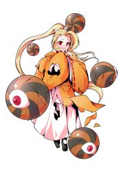 Rule 34 | 1girl, alphes (style), black shoes, blonde hair, blush, commentary request, dairi, defeat, detached sleeves, eyeball, full body, hair ribbon, hands up, high ponytail, highres, japanese clothes, large variant set, long hair, long skirt, long sleeves, orange shirt, parody, ponytail, red eyes, ribbon, ribbon-trimmed clothes, ribbon-trimmed sleeves, ribbon trim, shirt, shoes, single hair intake, skirt, solo, style parody, tachi-e, torn clothes, touhou, touhou (pc-98), transparent background, undershirt, variant set, very long hair, white ribbon, white shirt, white skirt, wide sleeves, yuugenmagan