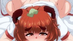 1boy 1girl 2025 20s animal_ears animated animated_gif ass belly breasts censored chubby_woman clothed_sex clothes_lift condom doggystyle groping_breast gym_uniform huge_ass kemonokko_tsuushin kemonokko_tsuushin_~pokora~ large_breasts leaf leaf_on_head pokora_(kemonokko_tsuushin) raccoon_ears raccoon_girl sex sex_from_behind shirt shirt_lift short_hair sweat tagme tanuki thick_arms thick_eyebrows thick_thighs thighs white_shirt
