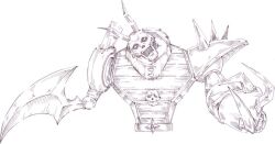 Rule 34 | claws, digimon, digimon (creature), gokumon, simple background, skull, solo, spikes, white background