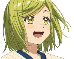 1girl child green_eyes green_hair happy highres open_mouth quelcom short_hair solo teeth tongari_boushi_no_atelier