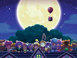 6+boys 6+girls animal_crossing apple balloon blathers_(animal_crossing) blue_hair blush_stickers brown_hair butterfly_net clipboard cyrus_(animal_crossing) dog_girl everyone closed_eyes family food fruit furry gift guitar hand_net harriet_(animal_crossing) hat husband_and_wife instrument isabelle_(animal_crossing) k.k._slider_(animal_crossing) kapp&#039;n_(animal_crossing) kicks_(animal_crossing) knitting label_able_(animal_crossing) crossed_legs looking_up moon multiple_boys multiple_girls musical_note night nintendo omocat open_mouth parted_lips pink_hair reese_(animal_crossing) siblings sisters sitting sky star_(sky) starry_sky timmy_(animal_crossing) tom_nook_(animal_crossing) tommy_(animal_crossing) tree villager_(animal_crossing)