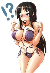 Rule 34 | !?, 00s, 1girl, akiyama mio, bad id, bad pixiv id, bdsm, bikini, black hair, blush, bondage, bound, breasts, cleavage, female focus, k-on!, large breasts, long hair, nekomamire, purple bikini, shibari, shibarikini, solo, swimsuit