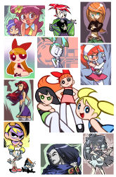 1boy 6+girls ami_onuki atomic_betty betty_(atomic_betty) blossom_(ppg) bubbles_(ppg) buttercup_(ppg) cartoon_network crossover dc_comics dee_dee dexter&#039;s_laboratory dexter_(dexter&#039;s_laboratory) disney foster&#039;s_home_for_imaginary_friends frankie_foster hi_hi_puffy_amiyumi highres jenny_wakeman kim_possible_(series) kim_possible mandy_(grim_adventures) mandy_(grim_adventures) milky_way_and_the_galaxy_girls multiple_girls my_life_as_a_teenage_robot nickelodeon oekaki pantyhose pluto_(disney) powerpuff_girls raven_(dc) starfire teen_titans the_grim_adventures_of_billy_&amp;_mandy thighhighs toon_(style) white_background white_pantyhose yoshinari_you yumi_yoshimura