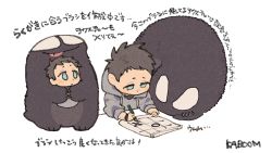 2boys blue_eyes brown_hair chibi eddie_brock highres hood hoodie kab00m_chuck male_focus marvel multiple_boys short_hair sony&#039;s_spider-man_universe spider-man_(series) tongue tongue_out twitter_username venom_(2018) venom_(marvel) very_short_hair