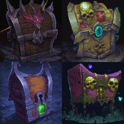 animated animated_gif blinking blue_butterfly bug butterfly gem glowing glowing_eyes green_eyes insect keyhole mimic mimic_chest original pixel_art pixeldoshi skull trapped treasure_chest