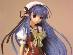00s figure hat nerine photo_(medium) purple_hair school_uniform serafuku shuffle! solo white_hat