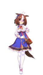 Rule 34 | 1girl, ahoge, animal ears, bad link, between breasts, bow, breasts, brown hair, ear ribbon, full body, game model, gloves, hair between eyes, hairband, highres, horse ears, horse girl, horse tail, large breasts, long sleeves, looking at viewer, meisho doto (umamusume), multicolored hair, open mouth, pink hairband, puffy sleeves, purple eyes, ribbon, short hair, skirt, solo, standing, strap between breasts, tachi-e, tail, transparent background, two-tone hair, umamusume, white gloves, white hair