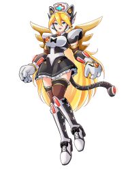 1girl absurdres alternate_breast_size alternate_costume alternate_hairstyle animal_ears animal_hands armor armored_boots armored_gloves bell biometal blonde_hair blue_eyes body_armor boots cat_ears cat_girl cat_paws cat_tail chest_bow choker ciel_(mega_man) cinnamon_(mega_man) dress elbow_gloves eyelashes frilled_dress frilled_skirt frilled_thighhighs frills gauntlets gloves hair_down hat heart heart_choker highres knee_armor knee_boots long_bangs long_hair maid mechanical_ears mechanical_tail mega_man_(series) mega_man_zero_(series) mega_man_zx neck_bell non-web_source nurse nurse_cap petite shoulder_armor skirt tail thighhighs uta_guipiy wings
