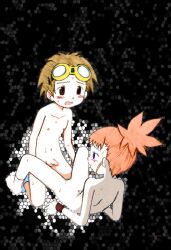 1boy 1girl brown_hair digimon digimon_tamers hetero kodomo_doushi loli makino_ruki matsuda_takato nude shota
