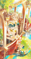 Rule 34 | 1girl, blonde hair, blue eyes, commentary request, dress, gloves, highres, holding, long hair, looking at viewer, original, qian shushushu, solo, toy, train