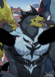 6+boys 9klipse artist_name bara bare_pectorals biceps blush bukkake commentary cum cum_on_body dated english_commentary erection facial fellatio gen_2_pokemon gen_7_pokemon gen_8_pokemon grin group_sex handjob highres hisuian_samurott incineroar legendary_pokemon looking_at_viewer lugia male_focus multiple_boys muscular muscular_male mythical_pokemon nintendo oral pectorals penis pokemon pokemon_(creature) precum sex smile sweat sweatdrop testicles tongue tongue_out urshifu very_sweaty yaoi zeraora