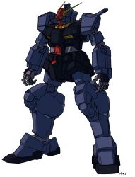 colored_lineart commentary_request exposed_internal_machinery green_eyes gun gundam gundam_mk_ii machine_gun machinery mecha mecha_focus mobile_suit no_humans original redesign robot science_fiction signature tessaku_ro titans_(gundam) v-fin weapon white_background zeta_gundam