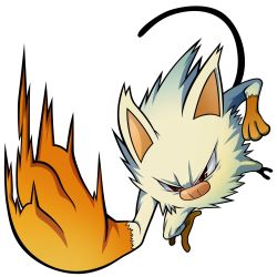 artist_request gen_1_pokemon highres mankey nintendo no_humans pokemon pokemon_(creature) red_eyes solo
