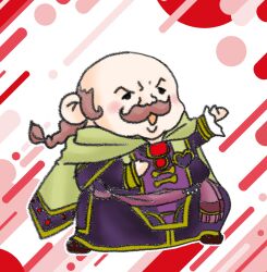 1boy balding facial_hair fat fat_man fire_emblem fire_emblem:_radiant_dawn highres looking_to_the_side male_focus momojikutteyaru mustache nintendo oliver_(fire_emblem) open_mouth solo